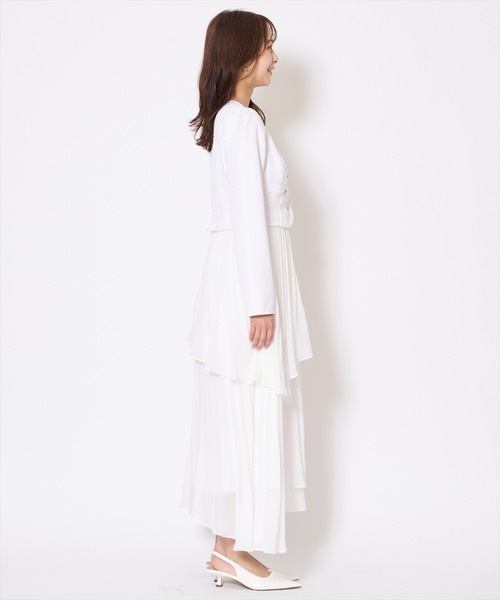 AND COUTURE(アンドクチュール)の「ツイードジャケットドッキングワンピース(ワンピース・レディース・ライトグレー/ベージュ/オフホワイト/サックスブルー・MEDIUM/SMALL)」の6枚目の写真
