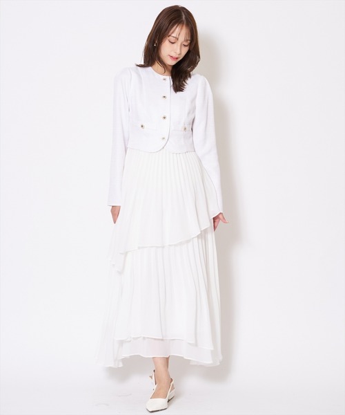 AND COUTURE(アンドクチュール)の「ツイードジャケットドッキングワンピース(ワンピース・レディース・ライトグレー/ベージュ/オフホワイト/サックスブルー・MEDIUM/SMALL)」の15枚目の写真