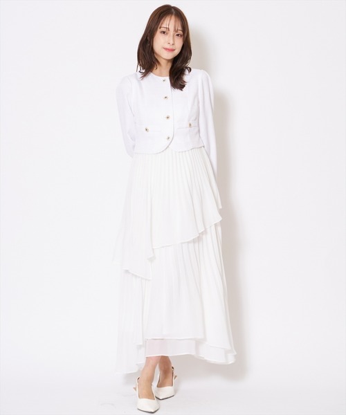 AND COUTURE(アンドクチュール)の「ツイードジャケットドッキングワンピース(ワンピース・レディース・ライトグレー/ベージュ/オフホワイト/サックスブルー・MEDIUM/SMALL)」の16枚目の写真