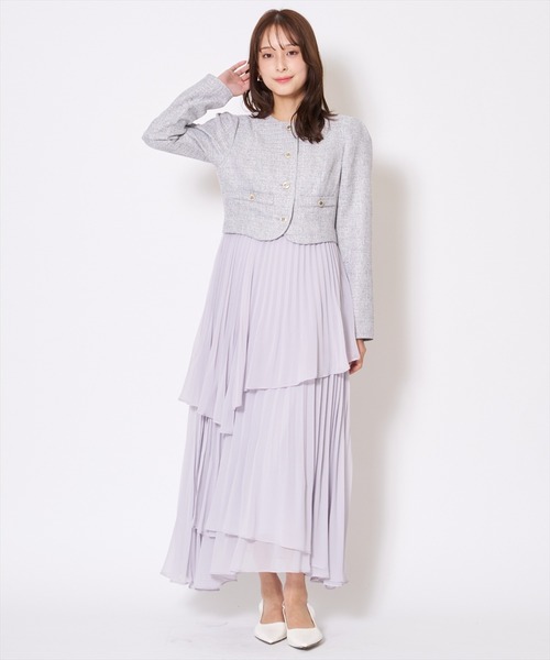 AND COUTURE(アンドクチュール)の「ツイードジャケットドッキングワンピース(ワンピース・レディース・ライトグレー/ベージュ/オフホワイト/サックスブルー・MEDIUM/SMALL)」の18枚目の写真