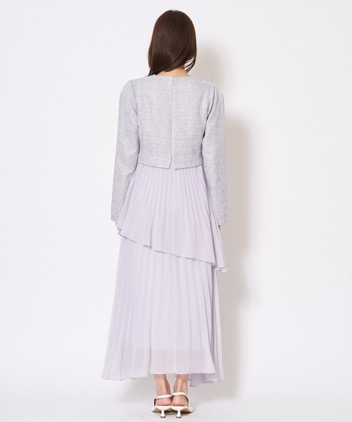 AND COUTURE(アンドクチュール)の「ツイードジャケットドッキングワンピース(ワンピース・レディース・ライトグレー/ベージュ/オフホワイト/サックスブルー・MEDIUM/SMALL)」の20枚目の写真