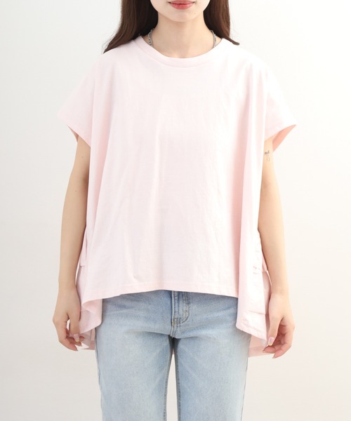 OMNES(オムネス)の「バイオポリウォッシュバッグフリルプルオーバーTシャツ 半袖(Tシャツ/カットソー・レディース・ピンク/ネイビー・FREE/F)」の21枚目の写真