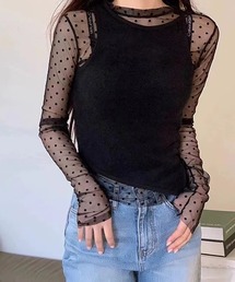WEGO（ウィゴー）の「ドット柄シアータイトブラウス（その他トップス）」