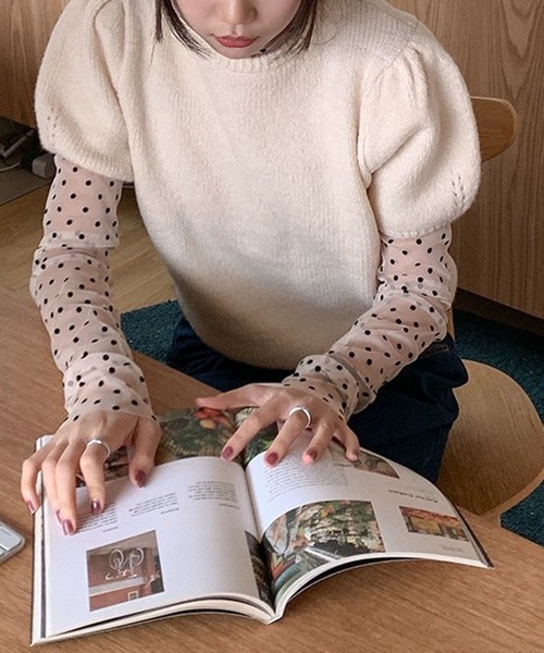 WEGO（ウィゴー）の「ドット柄シアータイトブラウス（その他トップス・レディース・アイボリー/ブラック・SMALL/MEDIUM）」の3枚目の写真