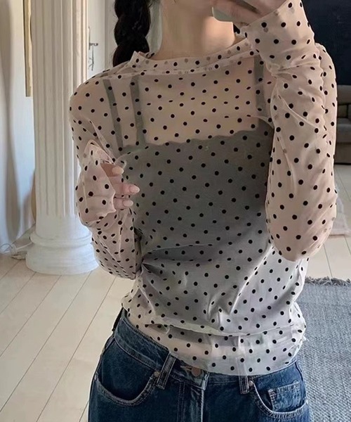 WEGO（ウィゴー）の「ドット柄シアータイトブラウス（その他トップス・レディース・アイボリー/ブラック・SMALL/MEDIUM）」の21枚目の写真