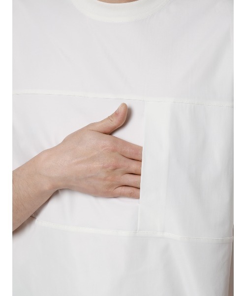 SUIT SQUARE（スーツスクエア）の「FLAT アウターTシャツ 半袖 ウォッシャブル ストレッチ 速乾 シルキーツイル 無地（テーラードジャケット・メンズ・ホワイト/ネイビー・S/M/L）」の12枚目の写真