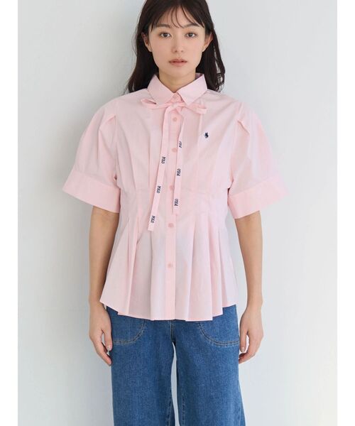 POLO BCS（ポロ ビーシーエス）の「【POLO BCS】タイ付ボリュームスリーブシャツ（シャツ/ブラウス・レディース・ブラック/ブルー/オフホワイト/ピンク・MEDIUM）」の4枚目の写真