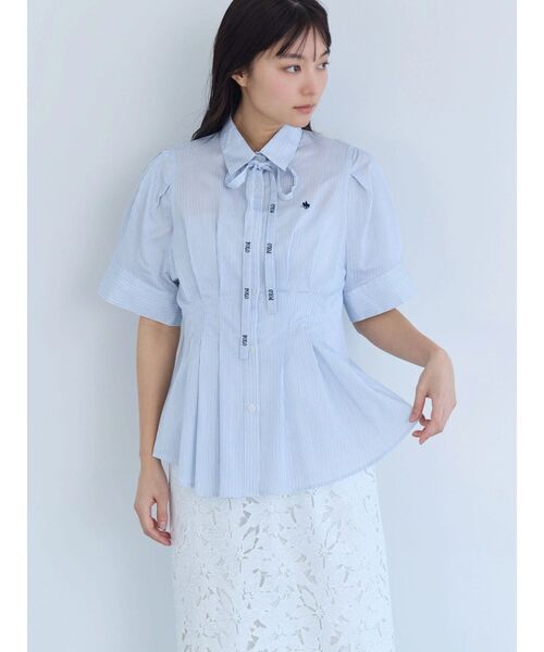 POLO BCS（ポロ ビーシーエス）の「【POLO BCS】タイ付ボリュームスリーブシャツ（シャツ/ブラウス・レディース・ブラック/ブルー/オフホワイト/ピンク・MEDIUM）」の3枚目の写真