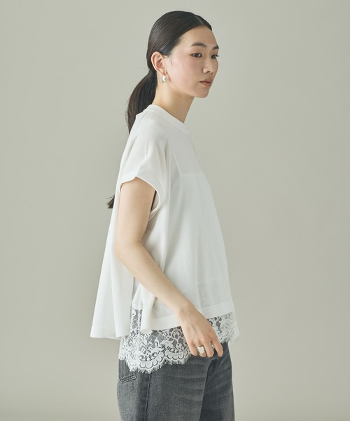 Curensology(カレンソロジー)の「Curensology(カレンソロジー)/レイヤードレースニットプルオーバー(ニット/セーター・レディース・グレー/ブラック/ホワイト・FREE)」の5枚目の写真