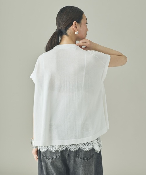 Curensology(カレンソロジー)の「Curensology(カレンソロジー)/レイヤードレースニットプルオーバー(ニット/セーター・レディース・グレー/ブラック/ホワイト・FREE)」の6枚目の写真