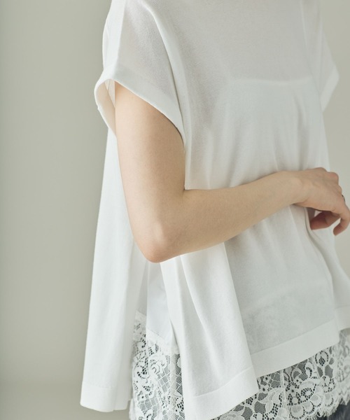 Curensology(カレンソロジー)の「Curensology(カレンソロジー)/レイヤードレースニットプルオーバー(ニット/セーター・レディース・グレー/ブラック/ホワイト・FREE)」の10枚目の写真