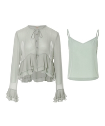 SINCETHEN（シンスゼン）の「セラドンラッフルブラウスセット（シャツ/ブラウス）」