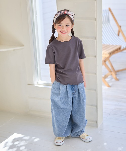 Piet(ピエット)の「チュールビスチェ&メローTセット(Tシャツ/カットソー・キッズ・オフホワイト/サックスブルー・100/130/120/110)」の6枚目の写真
