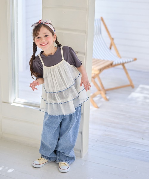 Piet(ピエット)の「チュールビスチェ&メローTセット(Tシャツ/カットソー・キッズ・オフホワイト/サックスブルー・100/130/120/110)」の12枚目の写真