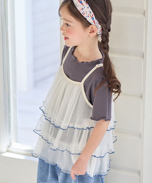 Piet(ピエット)の「チュールビスチェ&メローTセット(Tシャツ/カットソー・キッズ・オフホワイト/サックスブルー・100/130/120/110)」の13枚目の写真