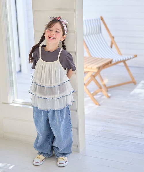 Piet(ピエット)の「チュールビスチェ&メローTセット(Tシャツ/カットソー・キッズ・オフホワイト/サックスブルー・100/130/120/110)」の11枚目の写真