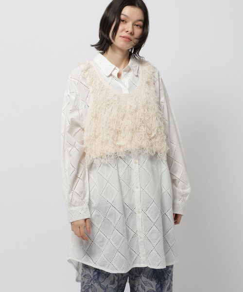 niko and...（ニコアンド）の「刺繍チュニックシャツワンピース（チュニック・レディース・ブラック/ブルー/オフホワイト・FREE）」の2枚目の写真