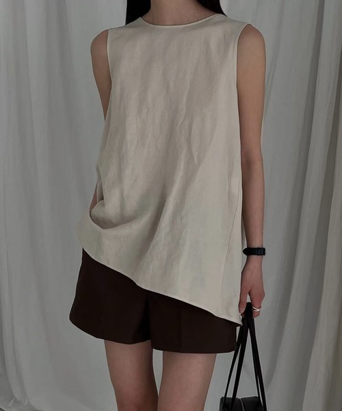 meJane（ミージェーン）の「バックシャンデザイン ノースリーブトップス（タンクトップ・レディース・グレイッシュベージュ/ブラック/ホワイト・FREE）」の11枚目の写真