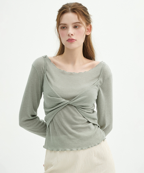MICANE（ミケーネ）の「アガサツイストビスチェTセットアップ（Tシャツ/カットソー・レディース・ライトカーキ/ブラック・LARGE/SMALL/MEDIUM/X-LARGE）」の3枚目の写真
