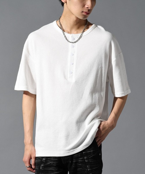 LAND MUSEUM（ランドミュージアム）の「LAND MUSEUM／リラックスヘンリー半袖T（Tシャツ/カットソー・メンズ・ホワイト/ライトグレー・LARGE/MEDIUM）」の2枚目の写真