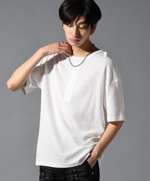 LAND MUSEUM（ランドミュージアム）の「LAND MUSEUM／リラックスヘンリー半袖T（Tシャツ/カットソー・メンズ・ホワイト/ライトグレー・LARGE/MEDIUM）」の6枚目の写真