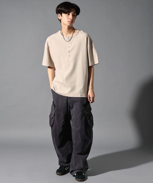 LAND MUSEUM（ランドミュージアム）の「LAND MUSEUM／リラックスヘンリー半袖T（Tシャツ/カットソー・メンズ・ホワイト/ライトグレー・LARGE/MEDIUM）」の9枚目の写真
