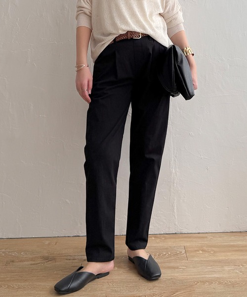 LBC(エルビーシー)の「【美脚効果抜群】さらひやジップレステーパードパンツ(その他パンツ・レディース・ネイビー/ライトブルー/ホワイト/ブラック/カーキ・M/S/L)」の6枚目の写真