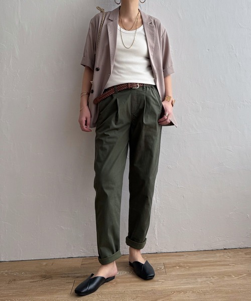 LBC(エルビーシー)の「【美脚効果抜群】さらひやジップレステーパードパンツ(その他パンツ・レディース・ネイビー/ライトブルー/ホワイト/ブラック/カーキ・M/S/L)」の8枚目の写真