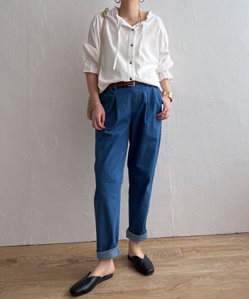 LBC(エルビーシー)の「【美脚効果抜群】さらひやジップレステーパードパンツ(その他パンツ・レディース・ネイビー/ライトブルー/ホワイト/ブラック/カーキ・M/S/L)」の21枚目の写真