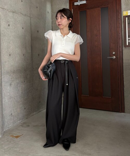 CAPRICIEUX LE'MAGE（カプリシューレマージュ）の「ミニバルーンスリーブポロニット（ニット/セーター・レディース・グレー/ホワイト/ブラック・FREE）」の11枚目の写真