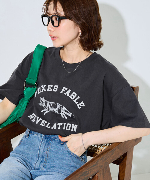FREAK'S STORE(フリークスストア)の「限定展開 アニマルカレッジ 半袖 Tシャツ(Tシャツ/カットソー・レディース・ネイビー/ブラック/グリーン/ピンク/ライトグレー/ナチュラル/ベージュ・フリ-)」の2枚目の写真
