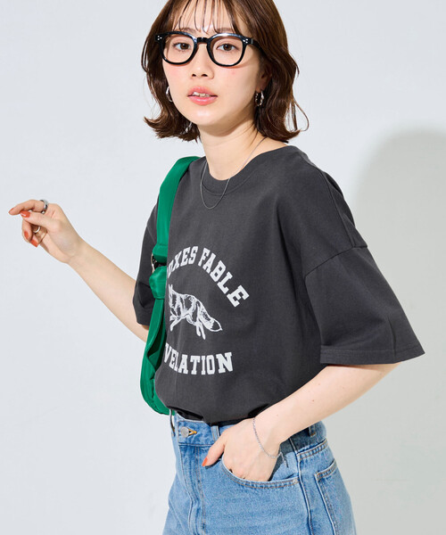 FREAK'S STORE(フリークスストア)の「限定展開 アニマルカレッジ 半袖 Tシャツ(Tシャツ/カットソー・レディース・ネイビー/ブラック/グリーン/ピンク/ライトグレー/ナチュラル/ベージュ・フリ-)」の19枚目の写真