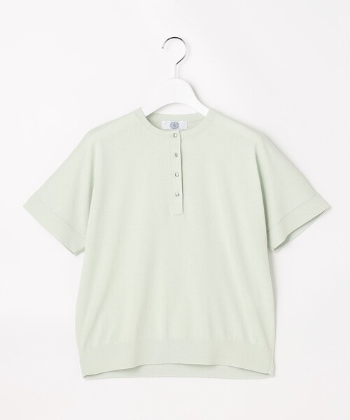 J.PRESS(ジェイプレス)の「COOL MINT COTTON POLYESTER ヘンリーネック ニット プルオーバー(ニット/セーター・レディース・ネイビー系/ライトグリーン系/ベージュ系/ピンク系・T13)」の10枚目の写真