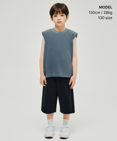 MUSINSA STANDARD KIDS（ムシンサスタンダードキッズ）の「ピグメントオーバーサイズクルーネックスリーブレストップ[ピーコックブルー]（Tシャツ/カットソー・レディース・その他・120/130/140/150/160/110）」の2枚目の写真