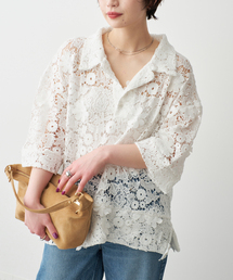 Spick & Span（スピックアンドスパン）の「《一部店舗+WEB限定》LAYAS/レイヤーズ レース半袖シャツ（シャツ/ブラウス）」