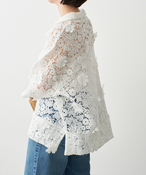 Spick & Span(スピックアンドスパン)の「《一部店舗+WEB限定》LAYAS/レイヤーズ レース半袖シャツ(シャツ/ブラウス・レディース・ホワイト/ブラック・FREE)」の10枚目の写真