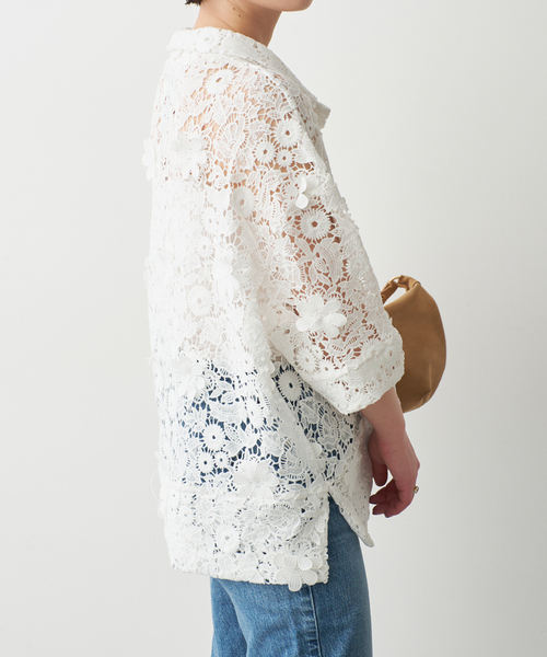 Spick & Span(スピックアンドスパン)の「《一部店舗+WEB限定》LAYAS/レイヤーズ レース半袖シャツ(シャツ/ブラウス・レディース・ホワイト/ブラック・FREE)」の11枚目の写真