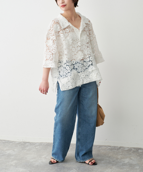 Spick & Span(スピックアンドスパン)の「《一部店舗+WEB限定》LAYAS/レイヤーズ レース半袖シャツ(シャツ/ブラウス・レディース・ホワイト/ブラック・FREE)」の13枚目の写真