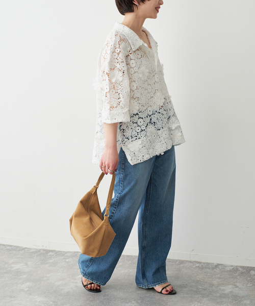 Spick & Span(スピックアンドスパン)の「《一部店舗+WEB限定》LAYAS/レイヤーズ レース半袖シャツ(シャツ/ブラウス・レディース・ホワイト/ブラック・FREE)」の14枚目の写真