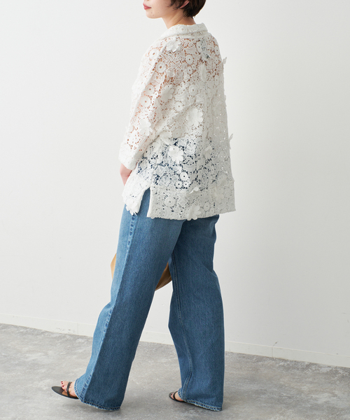 Spick & Span(スピックアンドスパン)の「《一部店舗+WEB限定》LAYAS/レイヤーズ レース半袖シャツ(シャツ/ブラウス・レディース・ホワイト/ブラック・FREE)」の15枚目の写真