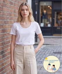 【接触冷感/抗菌防臭/UVカット】クールデオドラント UネックTシャツ