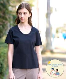 【接触冷感/抗菌防臭/UVカット】クールデオドラント UネックTシャツ