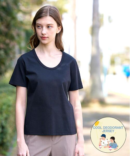DRESSTERIOR（ドレステリア）の「【接触冷感/抗菌防臭/UVカット】クールデオドラント UネックTシャツ（Tシャツ/カットソー・レディース・ライトグレー/ホワイト/ブラック・36/34/38）」の2枚目の写真