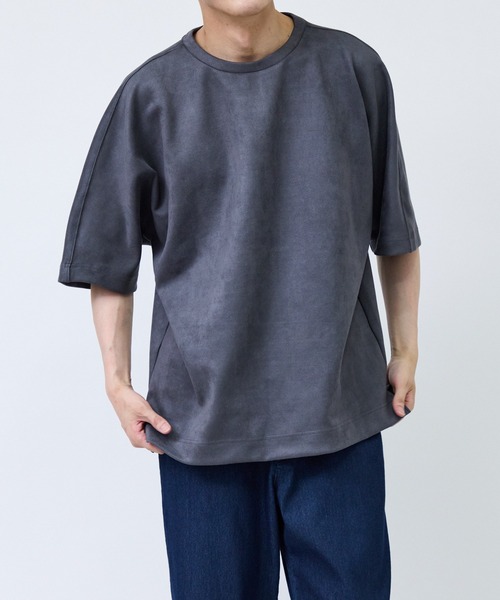 le cercle ADAM ET ROPE'(ルセルクルアダムエロペ)の「フェイクスエードプルオーバー(Tシャツ/カットソー・メンズ・チャコールグレー/キナリ/オリーブ・L/LL/M)」の19枚目の写真