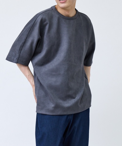 le cercle ADAM ET ROPE'(ルセルクルアダムエロペ)の「フェイクスエードプルオーバー(Tシャツ/カットソー・メンズ・チャコールグレー/キナリ/オリーブ・L/LL/M)」の20枚目の写真