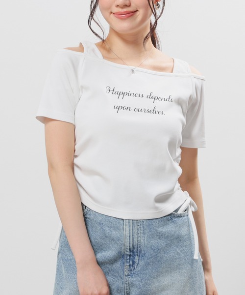 Honeys(ハニーズ)の「タンクレイヤードトップス(Tシャツ/カットソー・レディース・ブラック/モカ/ダークブルー/ホワイト・L/M/S)」の2枚目の写真