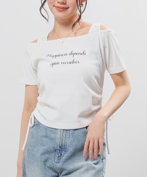 Honeys(ハニーズ)の「タンクレイヤードトップス(Tシャツ/カットソー・レディース・ブラック/モカ/ダークブルー/ホワイト・L/M/S)」の6枚目の写真