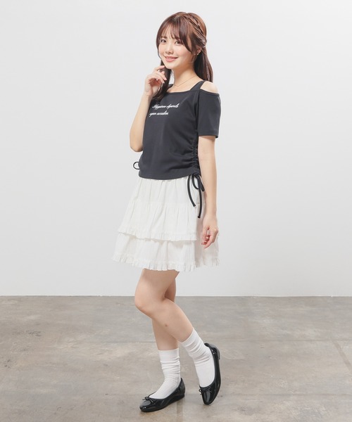Honeys(ハニーズ)の「タンクレイヤードトップス(Tシャツ/カットソー・レディース・ブラック/モカ/ダークブルー/ホワイト・L/M/S)」の7枚目の写真