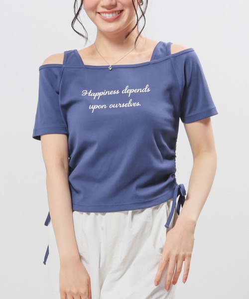 Honeys(ハニーズ)の「タンクレイヤードトップス(Tシャツ/カットソー・レディース・ブラック/モカ/ダークブルー/ホワイト・L/M/S)」の10枚目の写真