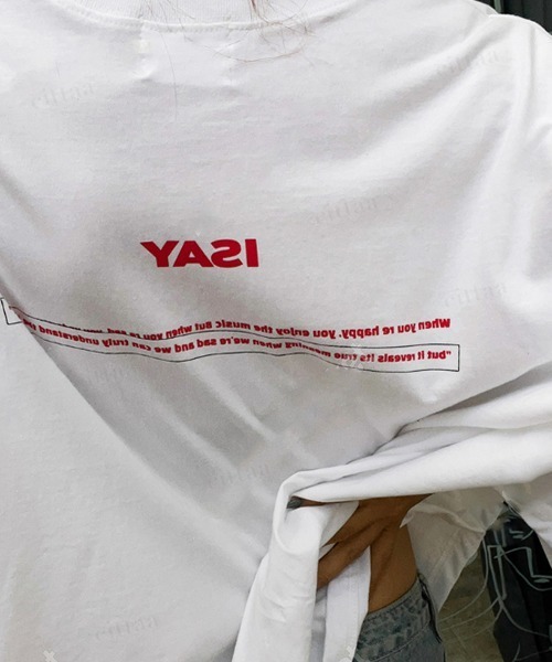 Dalfwin(ダールフィン)の「韓国ファッション ISAYバックプリント半袖Tシャツ(Tシャツ/カットソー・レディース・ブラック/チャコールグレー/ホワイト・FREE)」の9枚目の写真